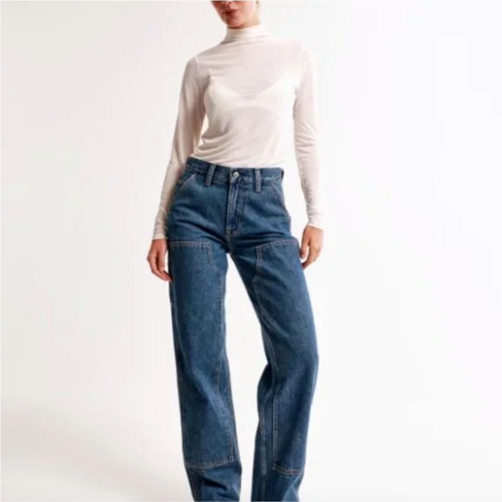 Abercrombie Mid Rise Slouchy Jean Double Knee - Picture 2 of 5